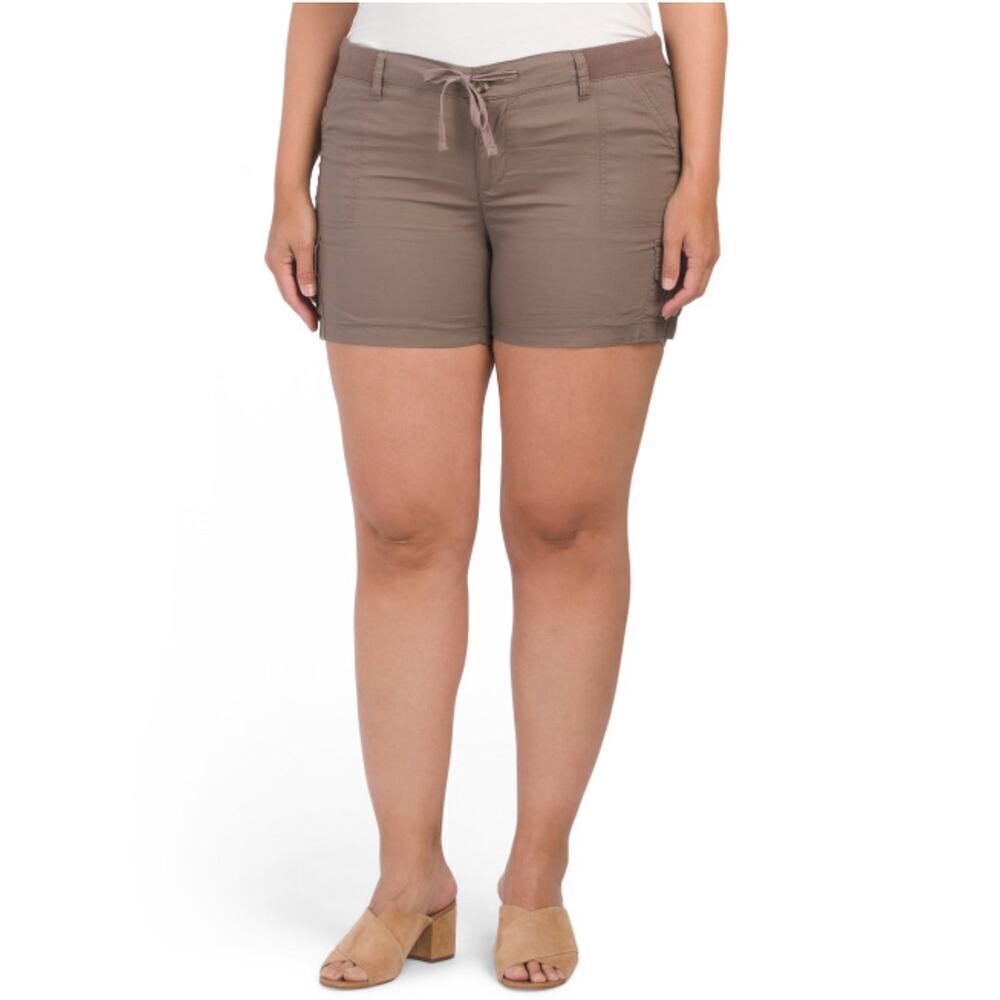 NWT DASH Women's Plus High Rise Stretch Poplin Cargo Shorts - Picture 2 of 5